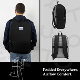ATUTO Professional Black Laptop Backpack for Men 17 inch Compartment - Back Airflow & Fully Padded - Work & Travel Backpack for Men with Luggage Strap and Trolley Sleeve.