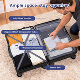 Faqy Z 20 Inch Carry On Suitcase, Aluminum Frame Zipperless Hard Shell Luggage with Spinner Wheels, TSA Lock, USB Charging Port, Phone Holder, Cup Holder for Business Travel and Trips, Black
