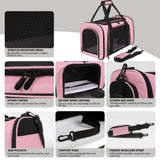 Yipincover Cat Carriers Soft-Sided,Pet Carrier for Small Cats Dogs Puppies up to 1-15 LBS,TSA Airline Approved, (Medium,Pink)