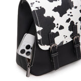 Montana West Black Cow Print Mini Womens Backpack Purse Vegan Leather Small Colorblock Backpack for Women Cute Convertible Shoulder Bag