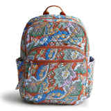 Vera Bradley Women's Premium Cotton Large Bancroft Backpack, Flowers + Feathers, One Size