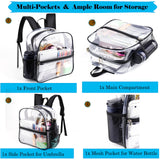 Fomaris Stadium Approved Clear Backpack 12x6x12 - Small Clear Bag for Stadium Events, Sports, Festivals, Concerts - Waterproof PVC Mini Transparent Plastic Backpack for Women & Men
