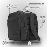 Incase Crosstown Backpack – 20L Everyday Laptop Backpack for Work, Travel – 16" Faux Fur Laptop Sleeve, External Front Pocket, Water Bottle Pockets, Travel Pass Through - Black