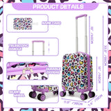 Inprof Kids Luggage with Spinner Wheels 5 Piece Carry on Suitcases for Girls Backpack with Lunch Box Pencil Case 16" Toddler Suitcase Set Airline Approved (Bainbow Leopard)