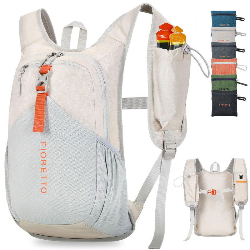 FIORETTO 15L Hiking Backpack for Women Men Mini Packable Backpack Lightweight Small Daypack for Camping Travel Outdoor, Beige
