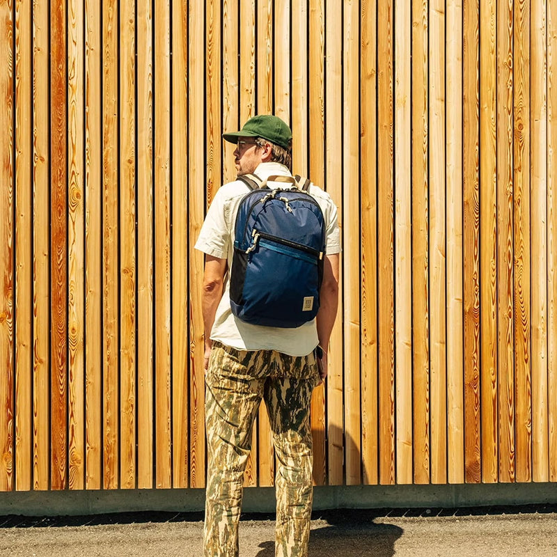 Topo Designs Commuter Backpack, Rugged and Durable Recycled Nylon Fabrics, 25L Capacity, Moulded Back Panel, External Access Laptop Sleeve, BlueSign Approved (Navy/Sahara)