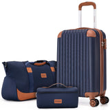Cosbarn Carry On Luggage Sets 3 Piece, 20 Inch Luggage 22x14x9 Airline Approved with Wheels and TSA Lock, ABS Lightweight Hardshell Travel Suitcase Set with Duffel Bag Travel Bag for Men Women