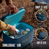 Ninja | Backpack Cooler | FrostVault Go 24 Can Soft Cooler | Leakproof Zipper with Built in Can Opener, 2 Ice Packs & Dry Storage Drawer | for Hiking, Camping & More | Lakeshore Blue | FF124NV
