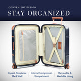 Bric's Bellagio 3.0 Spinner Trunk - Luxury Hardshell Carry On Luggage with Large Wheels,Telescopic Handle, Leather Detailing - Expandable Rolling Suitcase - 21", Blue