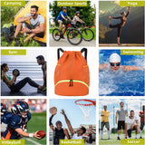 Suaetiai Soccer Bags, Waterproof Drawstring Gym Backpack for Baskestball Rugby Volleyball Yoga, Large Capacity Sports Bag