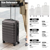 Coolife Luggage Suitcase Carry-on Spinner TSA Lock USB Port Expandable (only 28’’) Lightweight Hardside Luggage (Gray, S(20in_carry on))