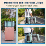 Cat, Dog Carrier for Small Medium Pet Carriers Up to15Lbs, Cats Carrier Soft- Sided Puppy Dogs Bag Portable Foldable Airline Approved Carrier Travel (Green 18 * 11 * 11)