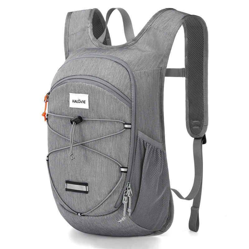 HALOVIE 15L Foldable Hiking Backpack Phone Pocket Lightweight Travel Daypack Shoulder with Chest Strap Small Packable Pack for Walking Women Men (Lightgray)