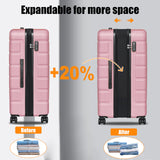 KEYTANG Explorer Expandable Luggage Set 3 Piece, Hardside Carry on Suitcase Sets with Spinner Wheels & TSA Lock, Lightweight Luggage Case for Travel & Business, Pink (20in/24in/28in)