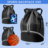 BROTOU Soccer Bags - Football & Volleyball Backpack with Ball & Shoe Compartment, Gym Bags for Men/Women (L, Black)