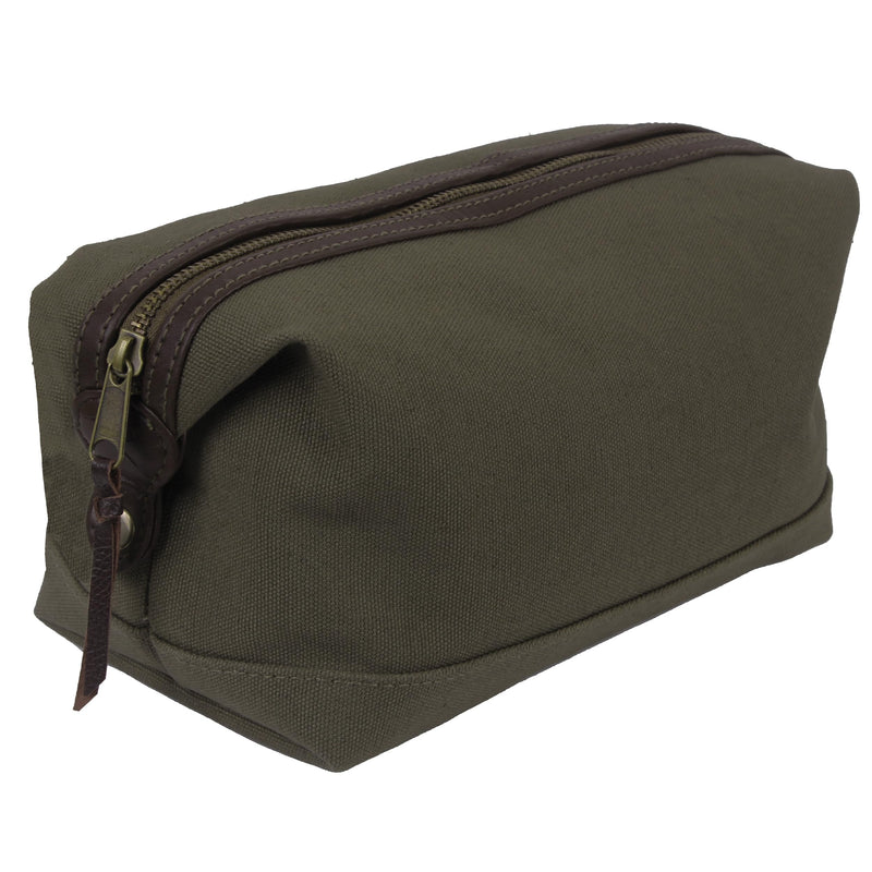 Rothco Canvas & Leather Travel Kit – Compact Vintage Toiletry Bag Dopp Kit Pouch