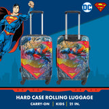 FUL DC Comics Superman 21 Inch Kids Carry On Luggage, Hardshell Rolling Suitcase with Spinner Wheels, Multi