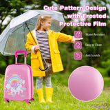 Goplus 2PC Kids Luggage, 12" & 16" Kids Carry On Luggage Set with 4 Spinner Wheels, Lightweight Rolling Spinner Suitcase for Children Toddlers Boys and Girls Travel (Rose Unicorn)