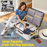 ROPLUS Extra Large Wheels Carry On Luggage Hard Shell Suitcase Top Opening Hardside Frame Travel Luggage with TSA Lock (White, 21-Inch)