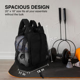 Fitdom Heavy Duty Small Mesh Equipment Ball Bag w/Adjustable Backpack Shoulder Strap Design for Coach. 2 Different Size Compartments. Perfect for Soccer Football Volleyball Basketball & Water Sports