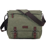 Canvas Messenger Bag for Men Women,Travel Satchel Shoulder bag 15.6 Inch Laptop Bags Business(Green-Upgrade)
