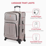 SwissGear Sion Softside Expandable Luggage – Medium Checked Suitcase with 360 Degree Wheels & Retractable Handle – 25 Inch, Perfect for 1-7 Night Trips – Pewter