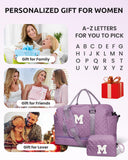 Vogewood Girl Duffle Bag with Shoe Compartment, Tween Weekend Duffle Bag, Monogram Overnight Bag for Women with Trolley Sleeve & Wet Pocket, Letter Kids Travel Bag with Makeup Bag (Letter K)