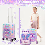 Inprof Kid’s Luggage Set 5 Piece Suitcase Set 16’’ Hardside Luggage with Spinner Wheels Girls Carry on Toddler Travel Rolling Suitcase Carry on Luggage Airline Approved