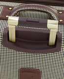 London Fog Cambridge 20" Expandable Spinner Carry-On Softside Suitcase with Padded Laptop Compartment, Olive Houndstooth