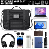 MOZETO Mens Messenger Bag, Tactical Inspired 15.6 Inch Laptop Briefcases Computer Satchel Office Work Bag for Men YKK-Zippers, Black