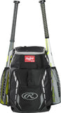 Rawlings | R400 Backpack Equipment Bag | Black (16" H x 12" L x 7.5" D )