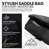 ALMSTHRE Signature Bike Saddle Bag – Midnight Black | 0.5L Bike Seat Bag (3" x 5.25" x 2") | Water-Resistant Ripstop, Waterproof Zipper, Internal Pocket | Durable Under Seat Storage