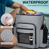 Hulongo Large 52cans Waterproof Insulated Cooler Backpack for Men & Women, Leak Proof Backpack Cooler, Soft, 8Gal (Grey)