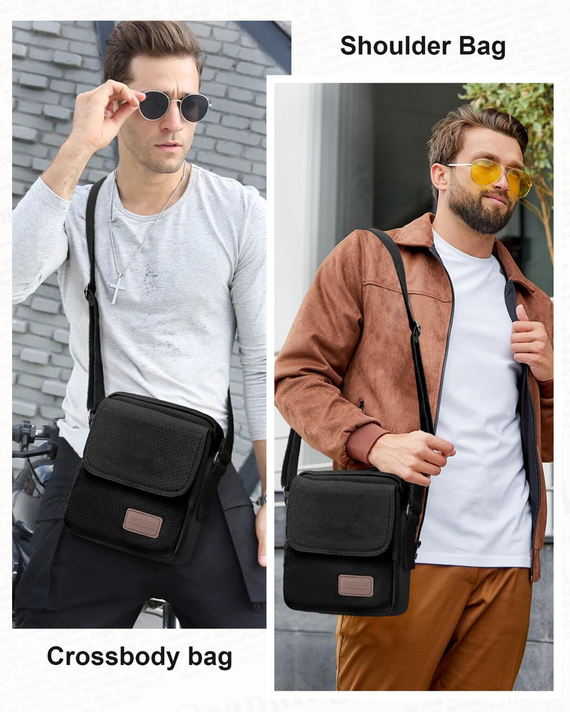 Small Crossbody Bag for Men,Vintage Canvas Messenger Shoulder Bags Crossbody Satchel Bag Men's Side Bags Women Over the Shoulder Purse for Phone Passport Bolsos Para Hombre Black