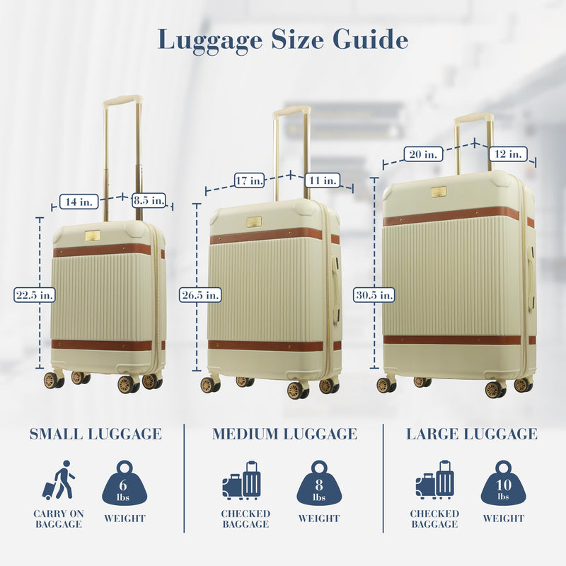 Tommy Bahama 3-Piece Rolling Luggage Set, Hard-Sided Suitcases with Spinner Wheels, Cream