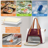 MATEIN Laptop Tote Bag with Lunch Compartment Detachable, 15.6 Inch Insulated Work Tote Bag for Women PU Leather Work Purse with Lunch Compartment, Computer Handbag Commute Office