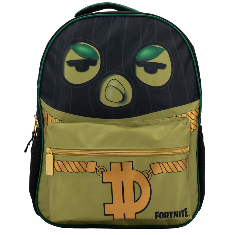 Fortnite Big Dill Backpack for Boys & Girls, 16 Inch Nylon Twill Big Face Schoolbag withMetal Fortnite Zipper Pull, Green
