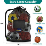 Hoiny Extra Large Soccer Ball Bag, 40" x 30" Drawstring Mesh Ball Bag with Pocket, Heavy Duty Sport Net Sack for Coaches, Storage Bag for Basketball, Volleyball, Gym Equipment, Swimming Gear (1)