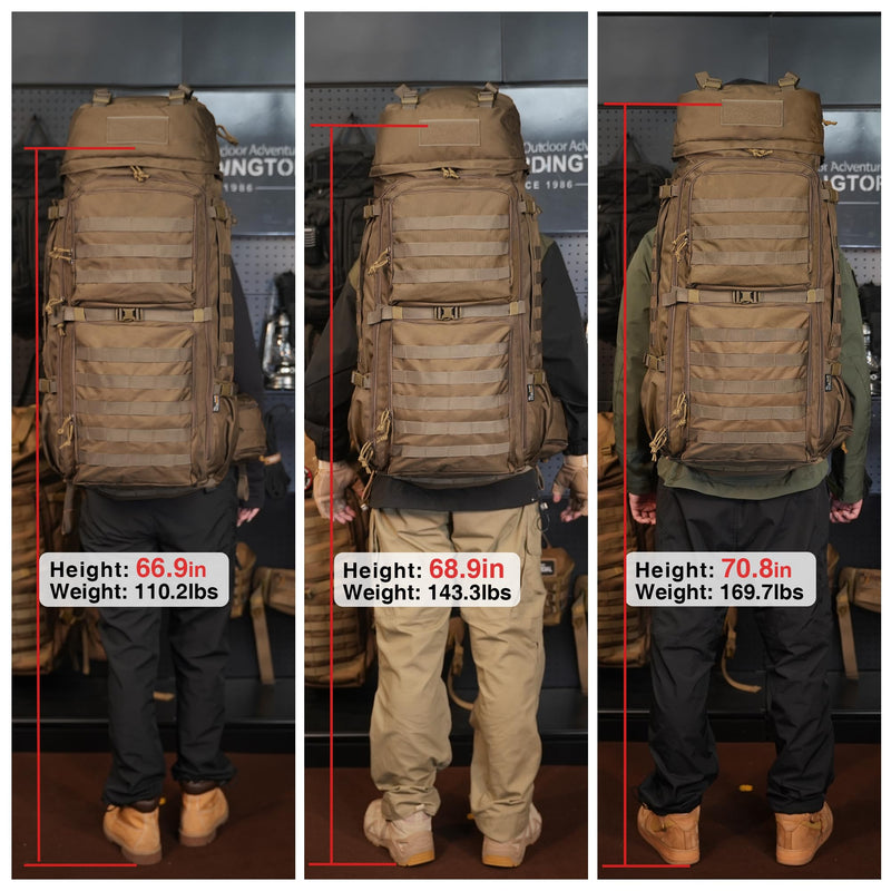 Mardingtop 75L Molle Hiking Internal Frame Backpacks with Rain Cover for Camping,Backpacking,Travelling(Khaki)