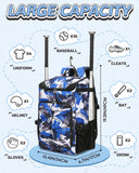 FOKDUVB Baseball Softball Gear Bag Backpack for Boys Girls Ages 8-12 12-14 Large Kids Youth Bat Bag with Ventilated Shoe Compartment Baseball Softball Players Stuff Supplies (Blue, Camouflage)