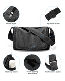 VENATIN Vintage Canvas Messenger Bag for Men & Women, Large Crossbody Shoulder Bag Leisure Shoulder Sling Bags Handbag for Travel, Business Bookbag Fits 15.6 inch Laptop, Black