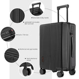 Hulsin Carry On Luggage with TSA Lock, Carry on Suitcase 22x14x9 Airline Approved, Carry-on luggage with 360° Spinner Wheels, Hardside 20 Inch Lightweight Hard Shell Suitcase (Black, 20-Inch)