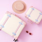 Miss.Box Vintage Luggage Set with Wheels, Retro Suitcase, Vintage Travel Luggage Set, Stylish Vintage Luggage Set for Women and Men (White, 14inch&18inch)