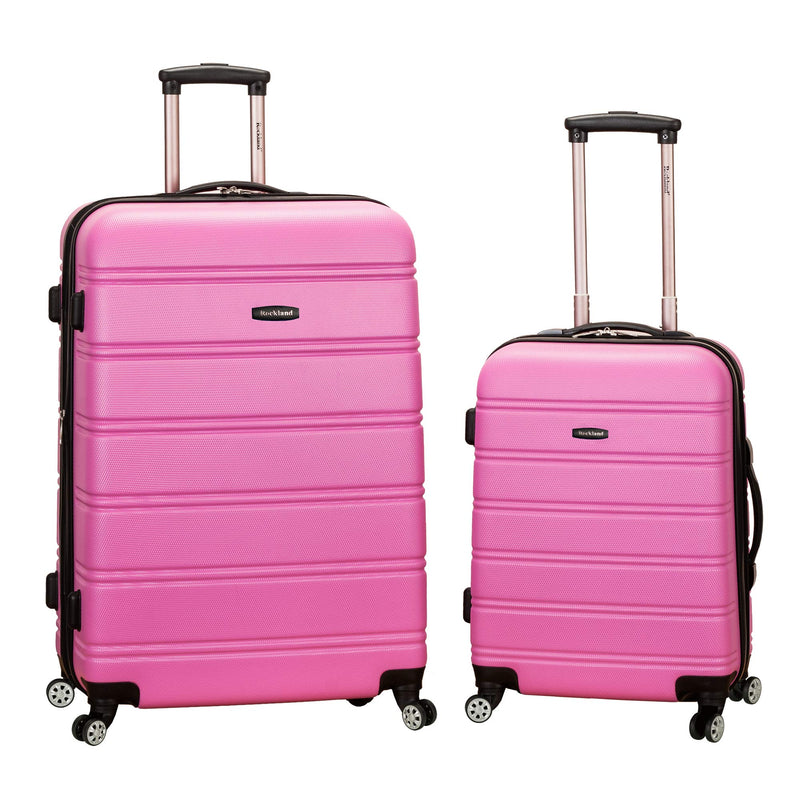 Rockland Melbourne Hardside Expandable Spinner Wheel Luggage, Pink, 2 Piece (20"/28")