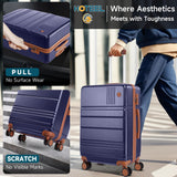 Hoteel Luggage Sets 4 Piece, 4-Year Warranty, Carry-On Luggage with Dual-Spinner Wheels, PC+ABS Hardside Suitcase Set with TSA Lock, Large Checked Travel Suitcases, Dark Blue(16/20/24/28)