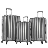 Rockland Barcelona Hardside 9-Piece Travel Gear Luggage Set, Silver, 3-Piece Set (22/24/28) (CF186-SILVER)