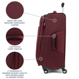 Travelpro Maxlite 5 Softside Expandable Luggage with 4 Spinner Wheels, Lightweight Suitcase, Men and Women, Burgundy, Checked-Medium 25-Inch