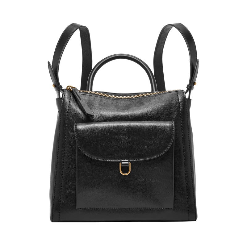 Fossil Women's Parker Eco Leather Convertible Large Backpack Purse Handbag, Black (Model: ZB1515001)