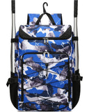 FOKDUVB Baseball Softball Gear Bag Backpack for Boys Girls Ages 8-12 12-14 Large Kids Youth Bat Bag with Ventilated Shoe Compartment Baseball Softball Players Stuff Supplies (Blue, Camouflage)
