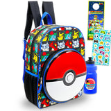 Pokemon Backpack for Boys and Girls - Bundle with 16” School Bag Plus Water Bottle, Stickers, More | Pokemon School Supplies for Kids